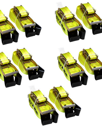Heavy Duty Ratchet Strap - Flat Hook | 2" x 27' - Set of 10