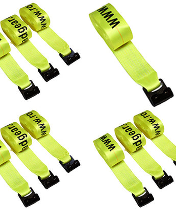 Winch Strap with Flat Hook - 4" (yellow 30Ft) - Set of 10