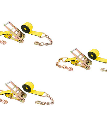 Ratchet Strap with Chain Anchor 4"x 40' - Set of 3