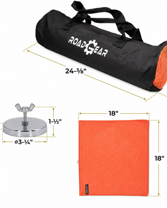 Oversize Load Sign Kit with Wire-Loop Flags, Dowels, Mounting Magnets, and Carry Bag