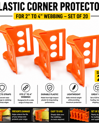 Plastic Corner Protectors for 2″ to 4″ Webbing – Set of 20