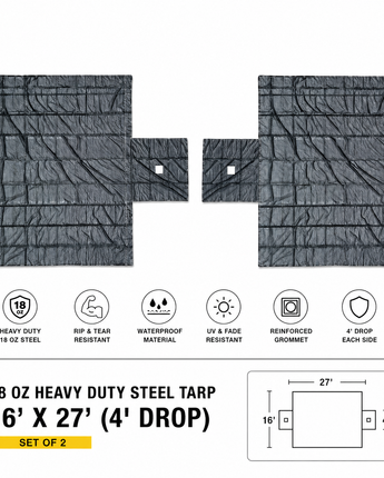 18oz Heavy Duty Steel Tarp 16' x 27' (4' Drop) – Set of 2