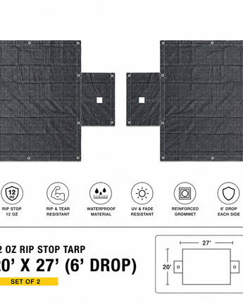 12oz Rip Stop Tarp 20' x 27' (6' Drop) - Set of 2