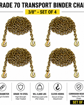 Grade 70 Transport Binder Chain 3/8" - Set of 4