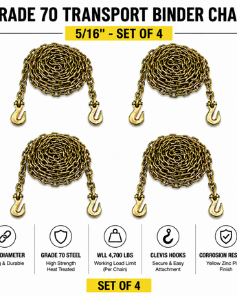 Grade 70 Transport Binder Chain 5/16" - Set of 4
