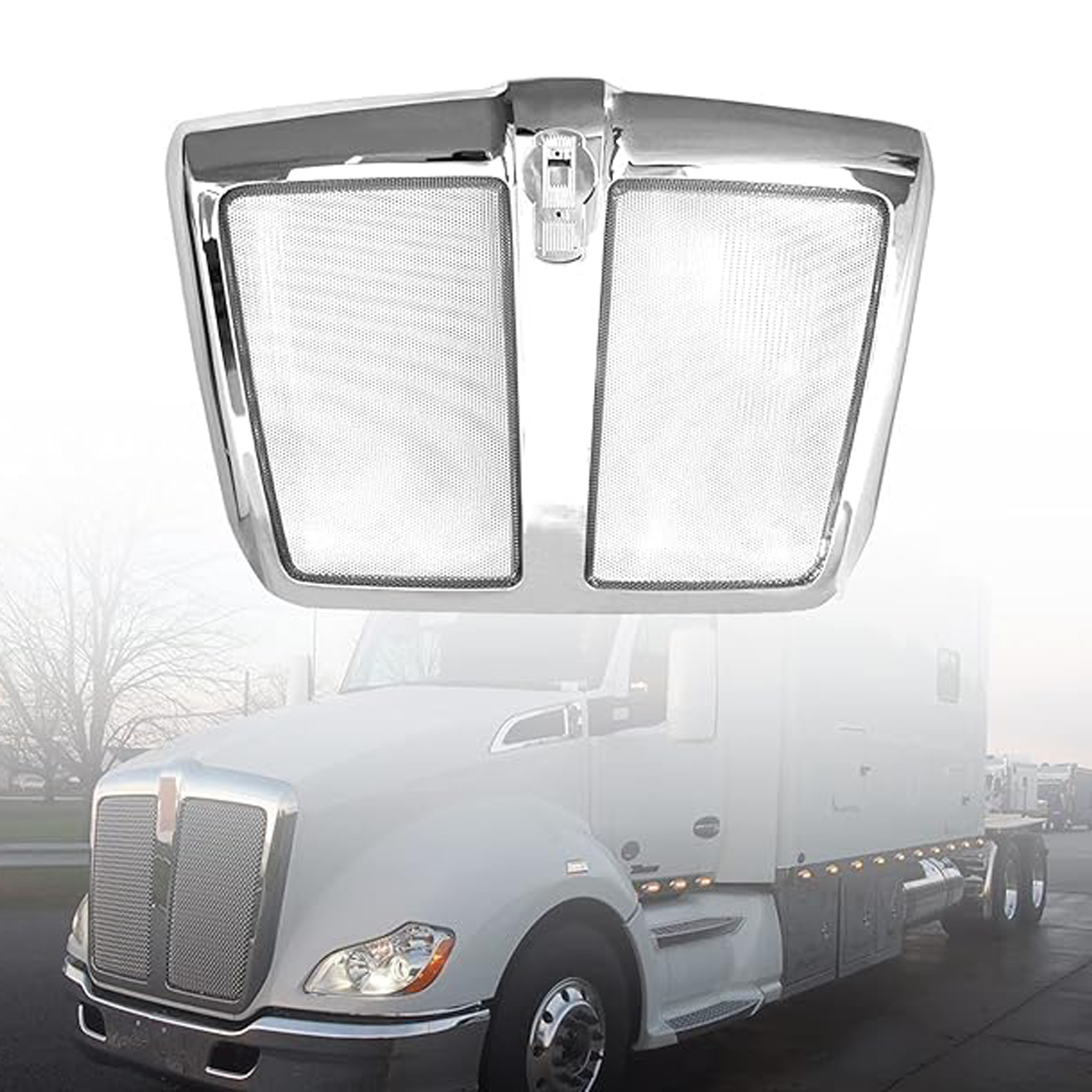 Grill Frame Kenworth T680 Chrome Grille Frame w/Bug Screen Cross – Road Gear